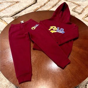 Polo Ralph Lauren Fleece Hoodie With Joggers - Burgundy - Boys Size 7
